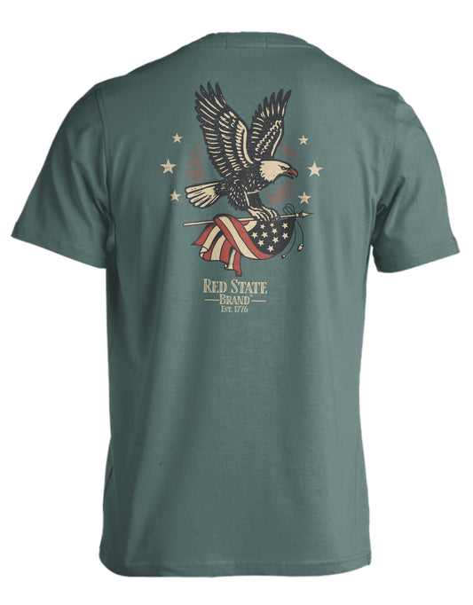 RED STATE BRAND EAGLE AND FLAG BLUE SPRUCE
